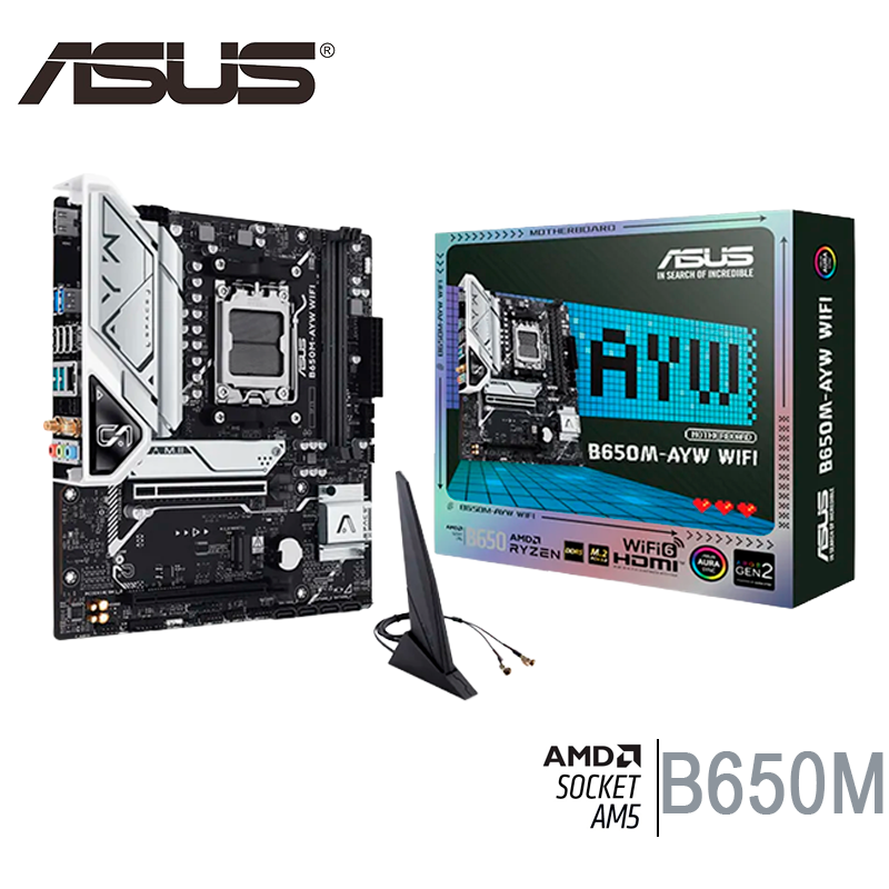 Placa Madre Asus B650m-ayw Wifi (90mb1ki0-m0eay0) Socket Am5, Ddr5 Buss 7600oc Mhz