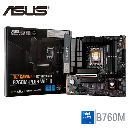 Placa Madre Asus B760m-plus Tuf Gaming Wifi Ii (tuf B760m-plus Wifi Ii) Socket Lga 1700, Ram Ddr5 Buss 7800oc Mt/s, 13va, 12va Gen, Wifi 6e