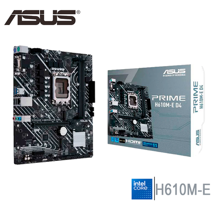 Placa Madre Asus H610m-e D4-csm Prime D4 (90mb19n0-m0eay0) Socket Lga 1700, Ram Ddr4 Buss 3200 Mhz, 13va, 12va Gen