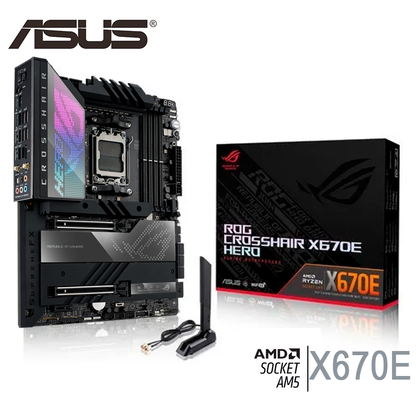 Placa Madre Asus X670e Rog Crosshair Hero (rog Crosshair X670e) Socket Am5, Ram Ddr5 Buss 8000oc Mhz, Rgb