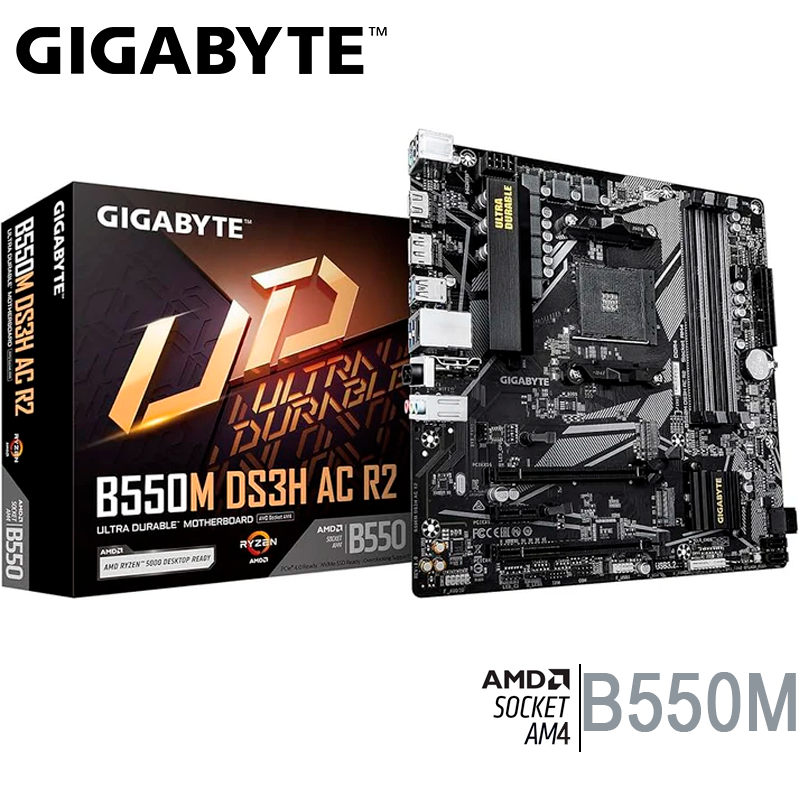 Placa Madre Gigabyte B550m Ds3h Ac R2 (b550m Ds3h Ac R2) Socket Am4, Ram Ddr4 Buss 4733oc Mhz, Wifi