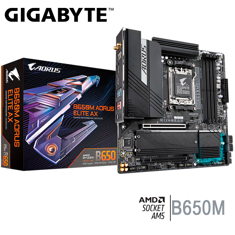 Placa Madre Gigabyte B650 Aorus Elite Ax V2 (b650 Aorus Elite Axv2) Socket Am5, Ram Ddr5 Buss 8000oc Mhz, Wifi