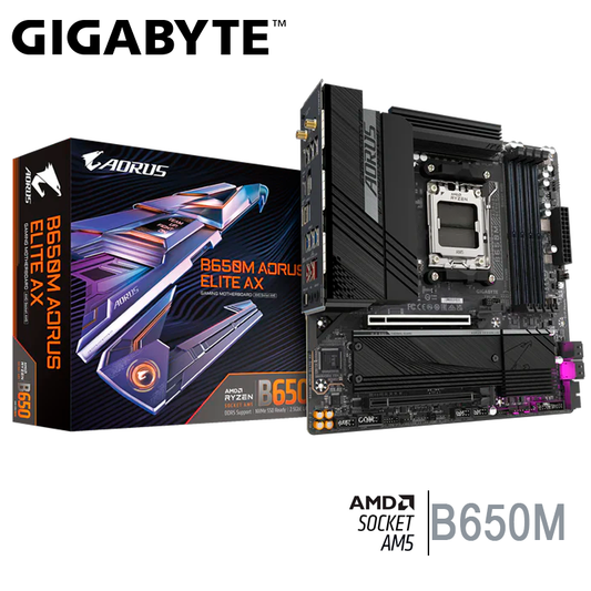 Placa Madre Gigabyte B650m Aorus Elite Ax (b650m Aorus Elite Ax) Socket Am5, Ram Ddr5 Buss 8000oc Mhz, Wifi 6e