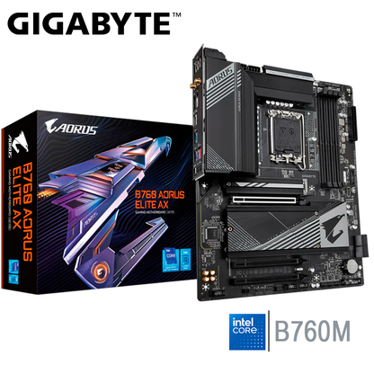 Placa Madre Gigabyte B760m Aorus Elite Ax (b760m Aorus Elite Ax) Socket Lga 1700, Ram Ddr5 Buss 7800oc Mhz, 14va, 13va, 12va Gen, Rgb
