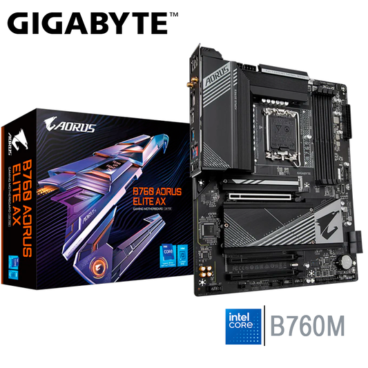 Placa Madre Gigabyte B760m Aorus Elite Ax (b760m Aorus Elite Ax) Socket Lga 1700, Ram Ddr5 Buss 7800oc Mhz, 14va, 13va, 12va Gen, Rgb