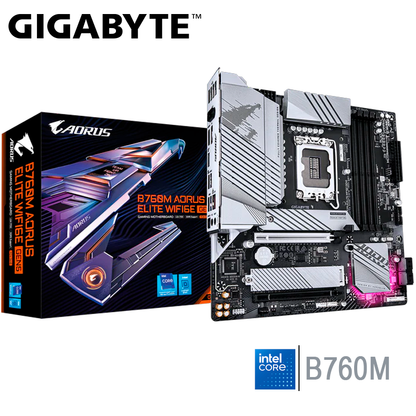 Placa Madre Gigabyte B760m Aorus Elite Wifi6 E Gen5 (b760m-a-e-wf6e-gen5) Socket Lga 1700, Ram Ddr5 Buss 7800oc Mhz, 14va, 13va, 12va Gen