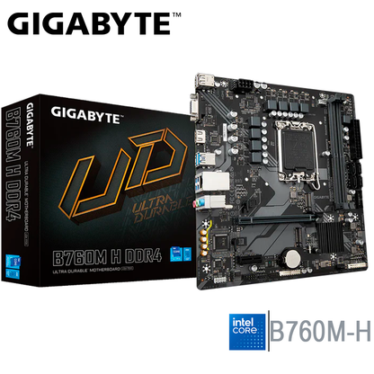 Placa Madre Gigabyte B760m H Ddr4 (b760m-h Ddr4) Socket Lga 1700, Ram Ddr4 Buss 5333oc Mhz, 14va, 13va, 12va Gen
