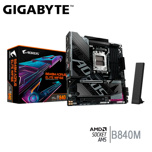 Placa Madre Gigagbyte B840m Aorus Elite Wifi6e (g-b840m-a-elite-wifi6e) Am5, 4 Slot De Ram