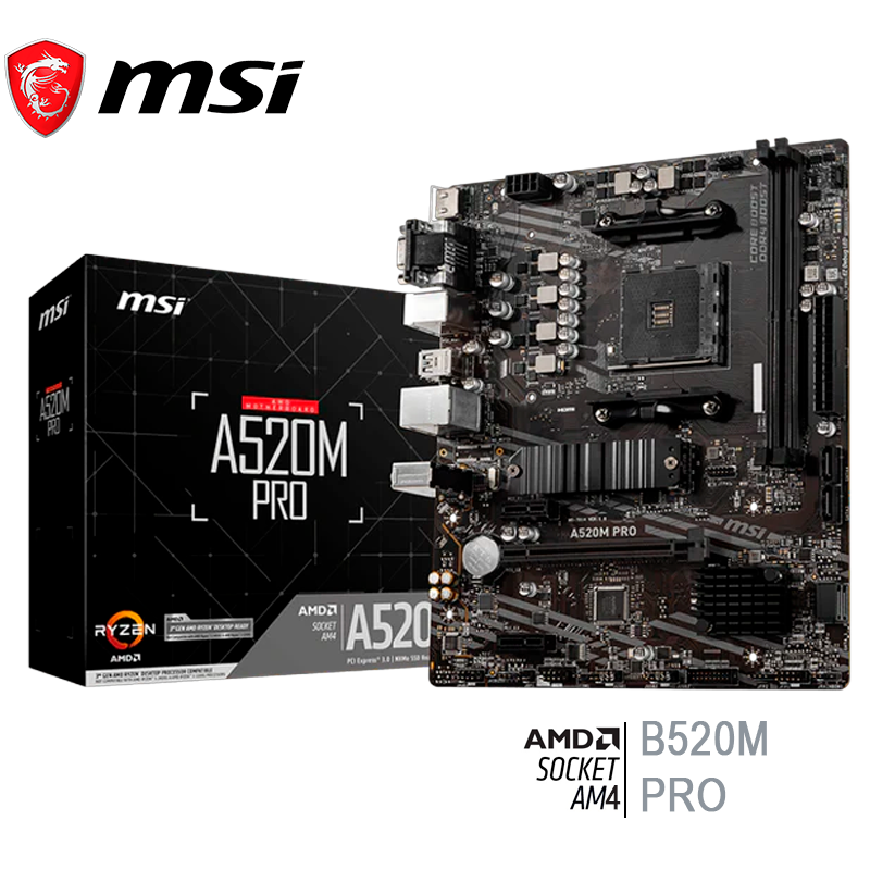 Placa Madre Msi A520m-a Pro (911-7c96-031) Socket Am4, Ram Ddr4 Buss 4600mhz