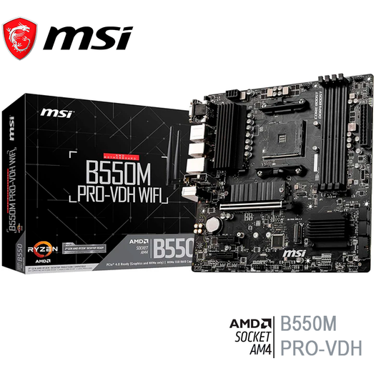 Placa Madre Msi B550m Pro-vdh Wifi (911-7c95-056) Socket Am4, Ram Ddr4 Buss 4400oc Mhz, Wifi