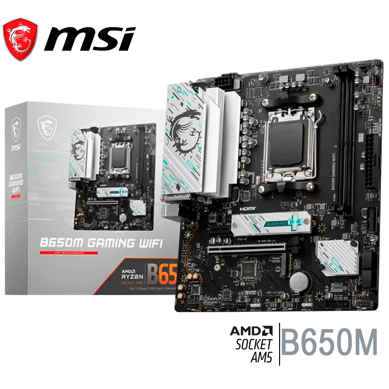 Placa Madre Msi B650m Gaming Wifi Plus (911-b650m Gaming Plus Wifi) Socket Am5, Ram Ddr5 Buss 7200oc Mhz, Wifi 6e, 4 Slot