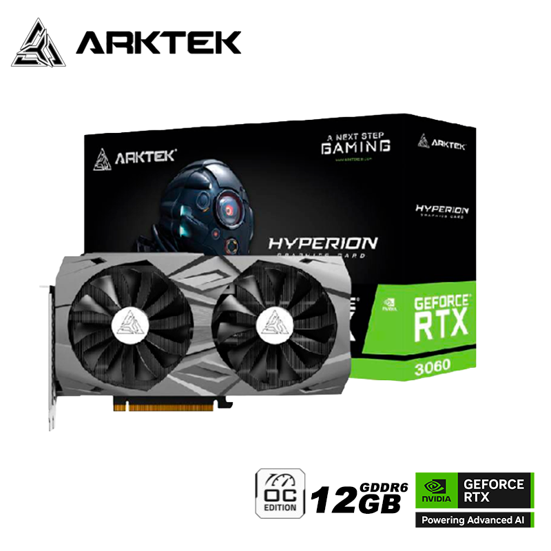 Tarjeta De Video Arktek Geforce Rtx 3060 Hyperion 12gb Gddr6 (akn3060d6s12gh1) Nvidia 192 Bits, 2 Ventiladores