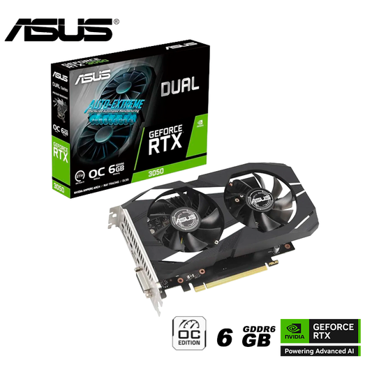 Tarjeta De Video Asus Geforce Rtx 3050 Dual Oc 6gb Gddr6 (90yv0k60-m0aa00) Geforce Nvidia 96 Bits, 2 Ventiladores