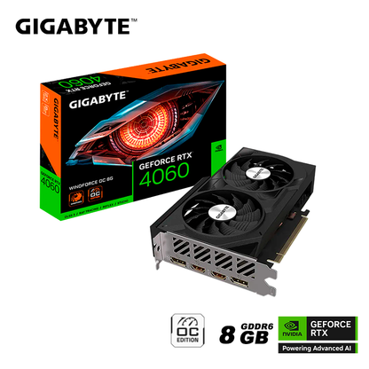 Tarjeta De Video Gigabyte Geforce Rtx 4060 8gb, Windforce 8gb Gddr6 (gv-n4060wf2-8gd G1) Nvidia 128 Bits, 2 Ventiladores