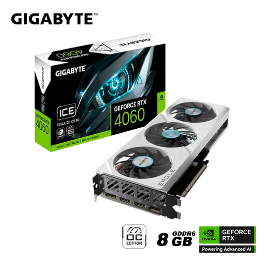 Tarjeta De Video Gigabyte Geforce Rtx 4060 Eagle Oc Ice 8gb Gddr6 (gv-n4060eagle-oc-ice-8gd) Nvidia 128 Bits, Blanco, 3 Ventiladores