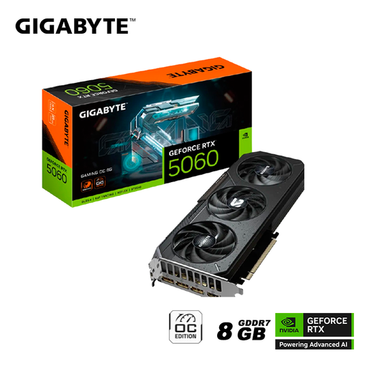 Tarjeta De Video Gigabyte Geforce Rtx 5060 8gb Gaming Oc Gddr7 (gv-n5060gaming-oc-8gd) Nvidia 128 Bits, 3 Ventiladores