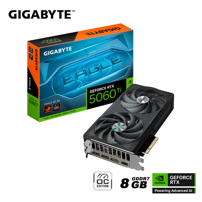 Tarjeta De Video Gigabyte Geforce Rtx 5060 Ti 8gb Eagle Oc Gddr7 Pci Ex Dp (gv-rtx5060ti 8gb Eagle Oc) Nvidia, 128 Bits, 2 Ventiladores