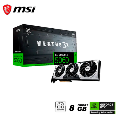 Tarjeta De Video Msi Geforce Rtx 5060 8gb Ventus 3x Oc Gddr7 (rtx 5060 8g Ventus 3x Oc) Nvidia, 128 Bits, 3 Ventiladores