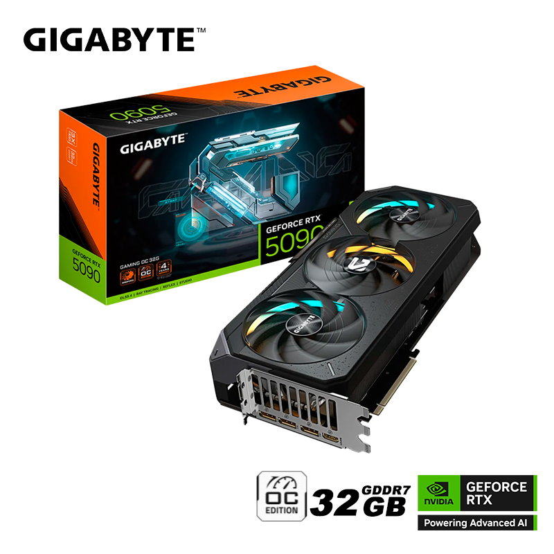 Tarjeta De Video Gigabyte Geforce Rtx 5090 32gb Gdrr7 Gaming (gv-n5090gaming-oc-32gd) Nvidia 512 Bits, 3 Ventiladores