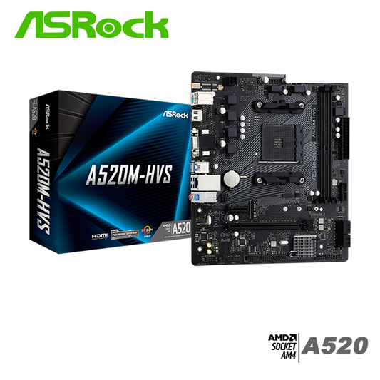 Placa Madre Asrock A520m-hdv (90-mxbe50-a0uayz) Socket Am4, Ram Ddr4 Buss 4733oc Mhz