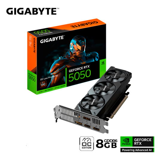 Tarjeta De Video Gigabyte Geforce Rtx 5050 8gb Low Prolife Oc Gddr6 (90gv-n5050oc-8gl) Nvidia 128 Bits, 3 Ventiladores