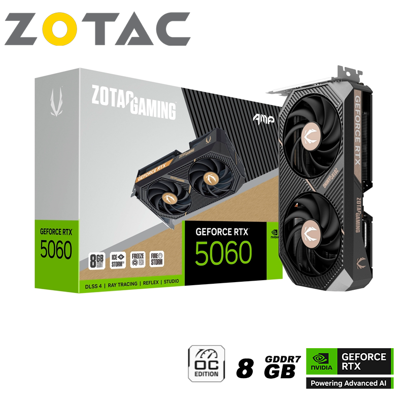 Tarjeta De Video Zotac Geforce Rtx 5060 Ti 8gb Twin Edge Oc Gddr7 (zt-b50610h-10m) Nvidia 128 Bits, 2 Ventiladores